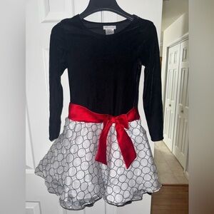 Bonnie Jean Black and White Dance Costume with Red Accent